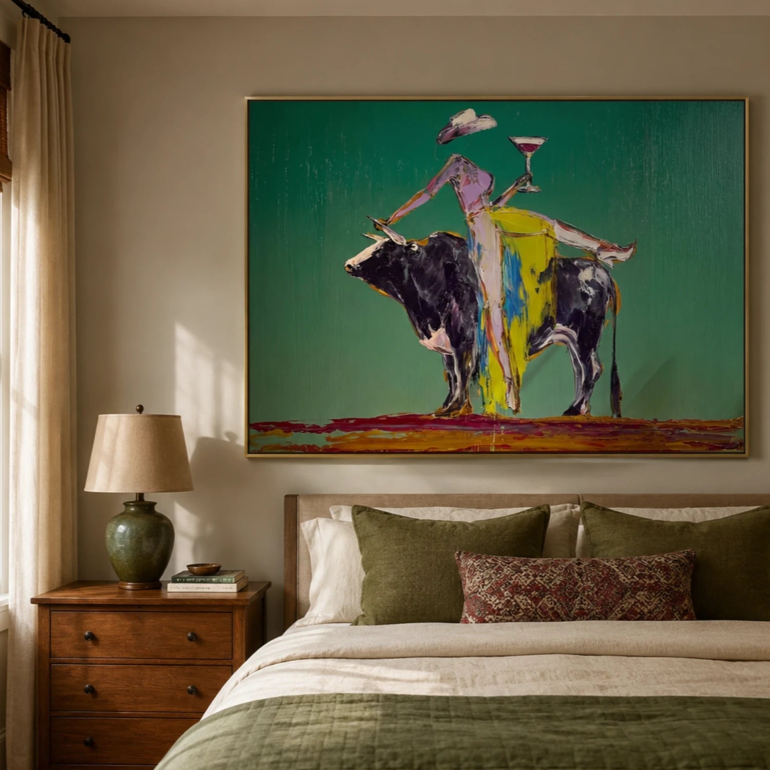 The Egrets' Hour — Dark Botanical Wetland Canvas Wall Art with White Herons #CP053