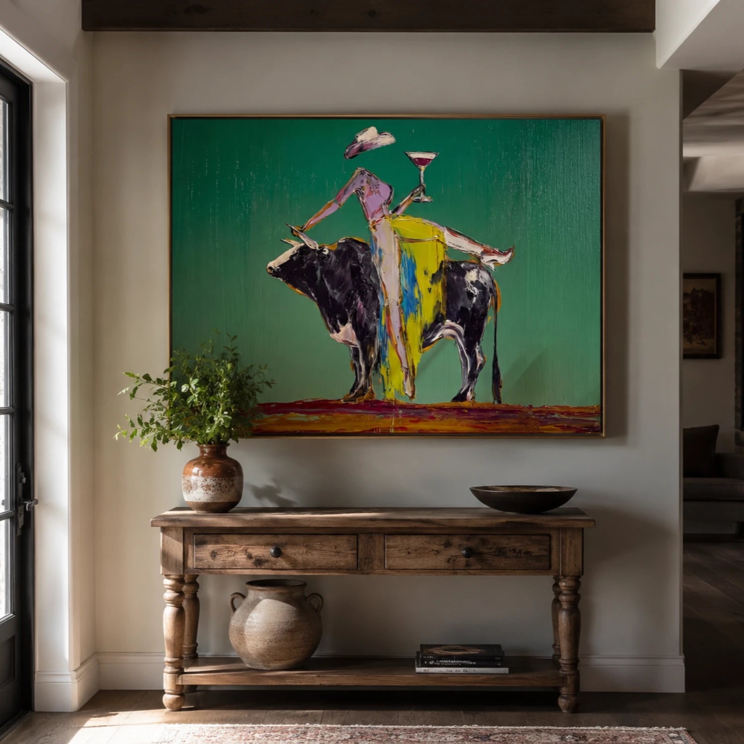 The Egrets' Hour — Dark Botanical Wetland Canvas Wall Art with White Herons #CP053