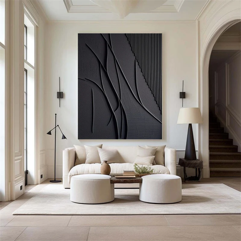 Black Textured Minimalist Wall Art #BT003