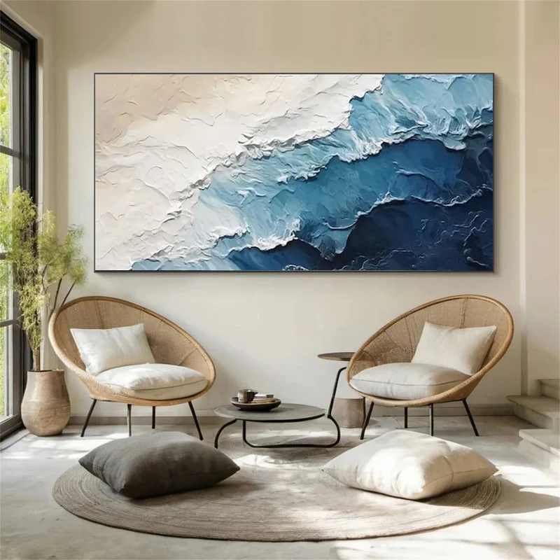Blue Textured Minimalist Wall Art #BL002