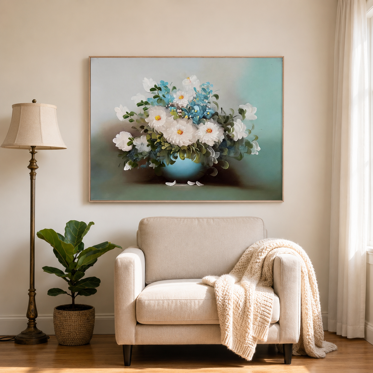 Soft Floral Bouquet Wall Art #FL031