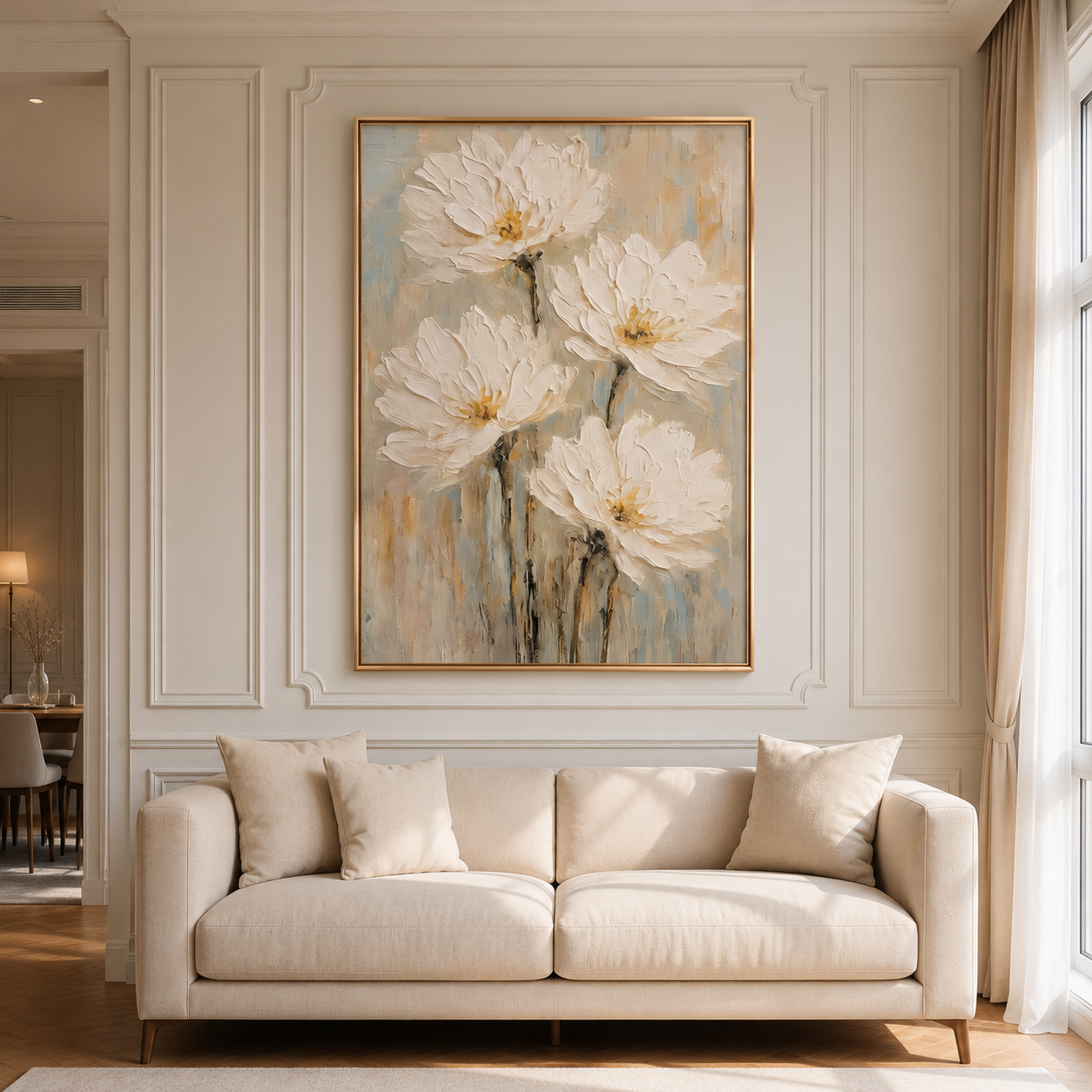 Neutral White Floral Wall Art #FL052