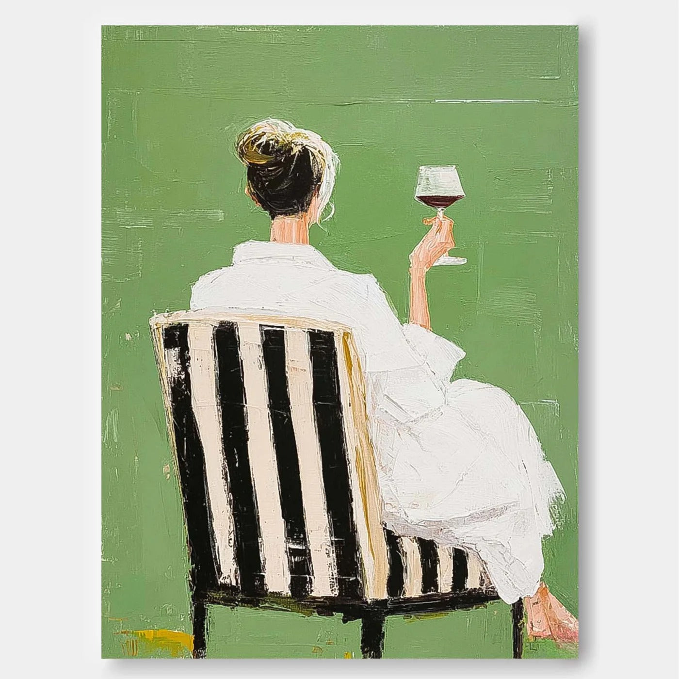 Woman with Wine Glass Canvas Painting — Original Figurative Art #CP032