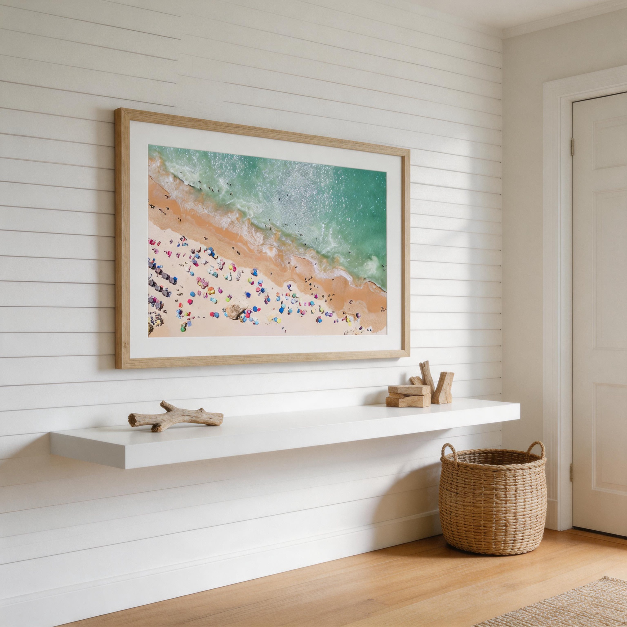 Confetti Shore — Aerial Beach Crowd Canvas Wall Art in Vibrant Color #BC005