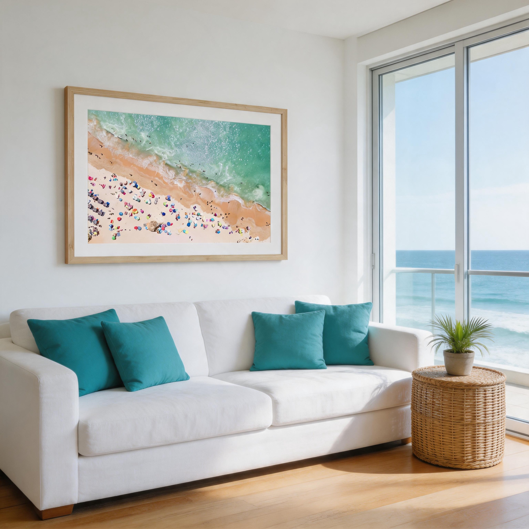 Confetti Shore — Aerial Beach Crowd Canvas Wall Art in Vibrant Color #BC005