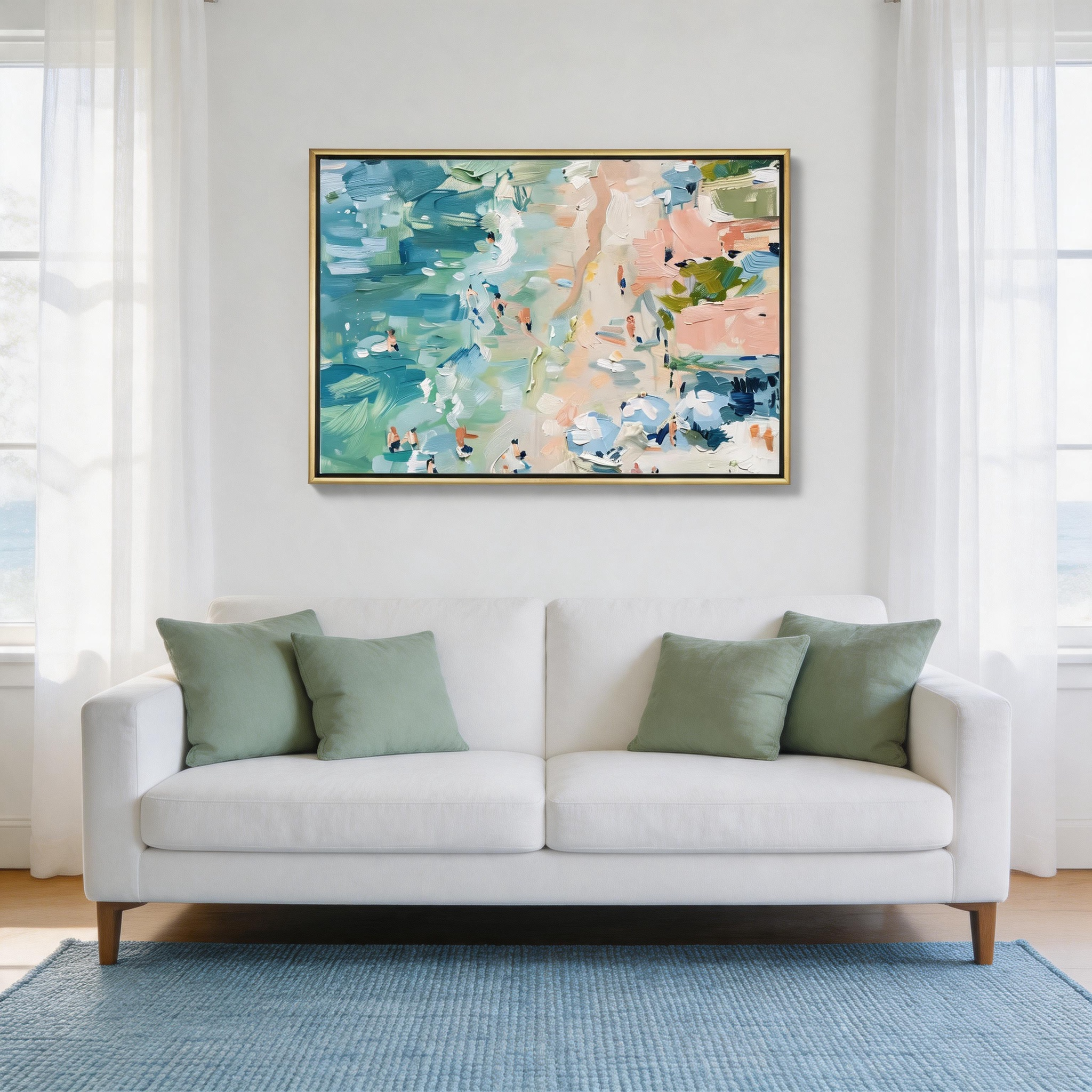 Pastel Beach Scene Canvas Wall Art #BC008