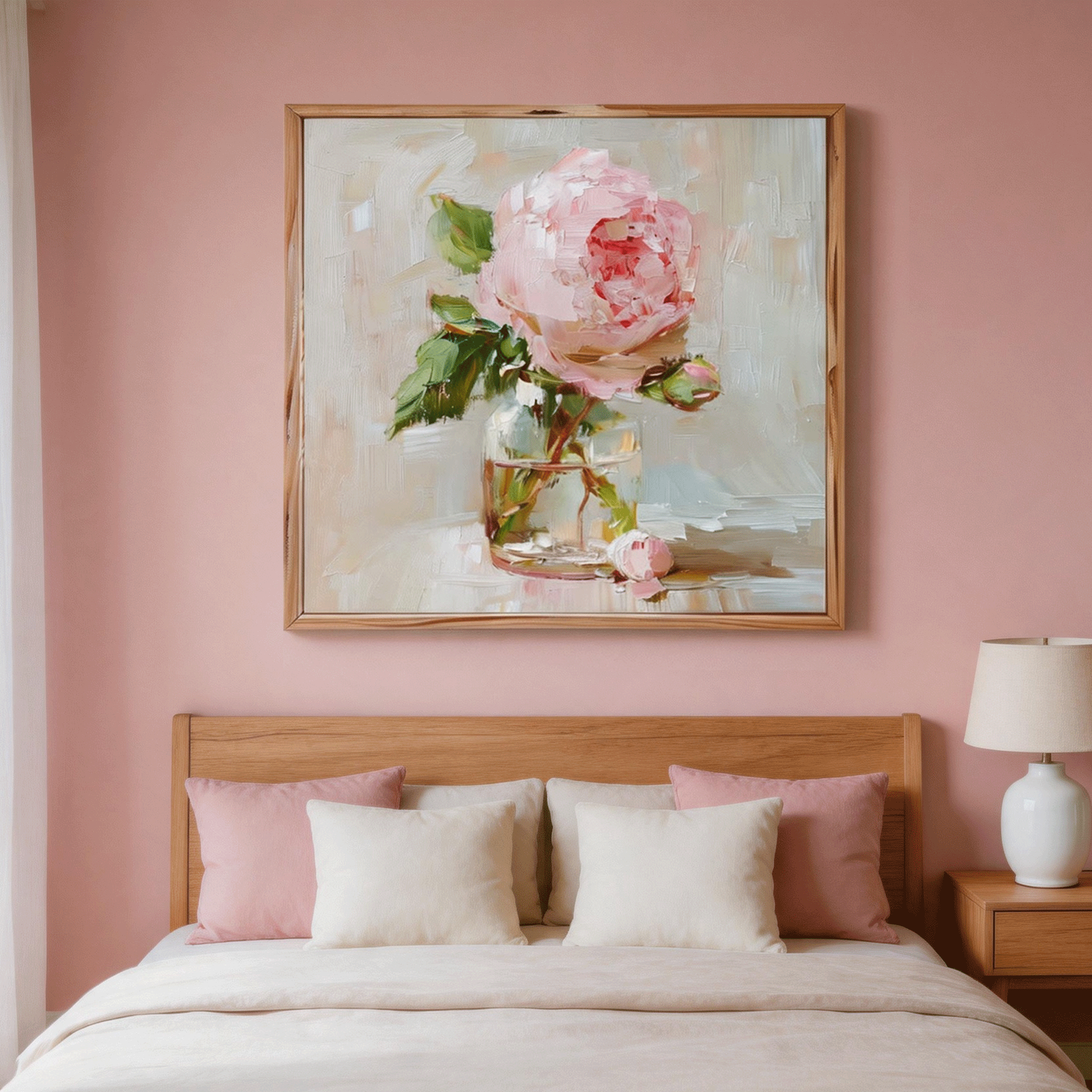 Peony in Glass Vase Wall Art #FL040