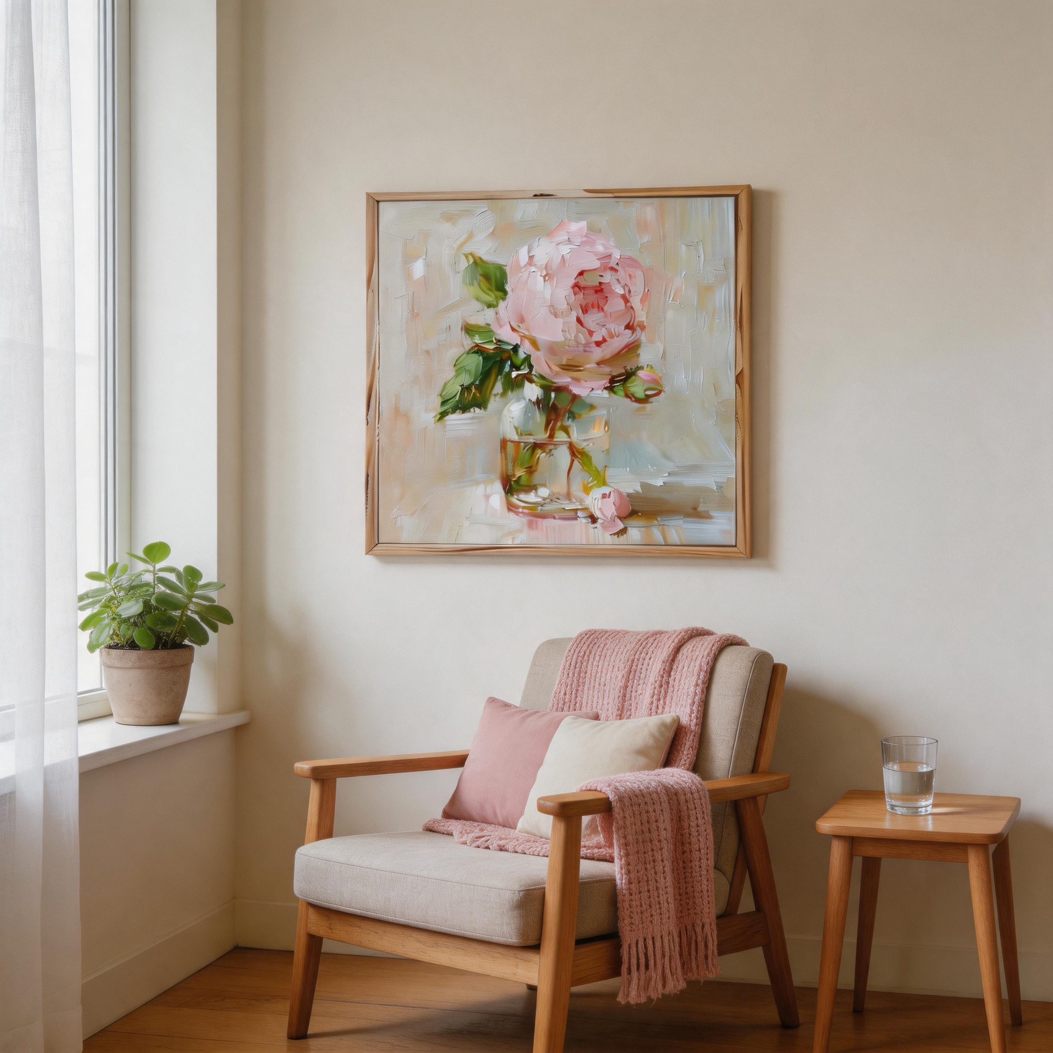 Peony in Glass Vase Wall Art #FL040