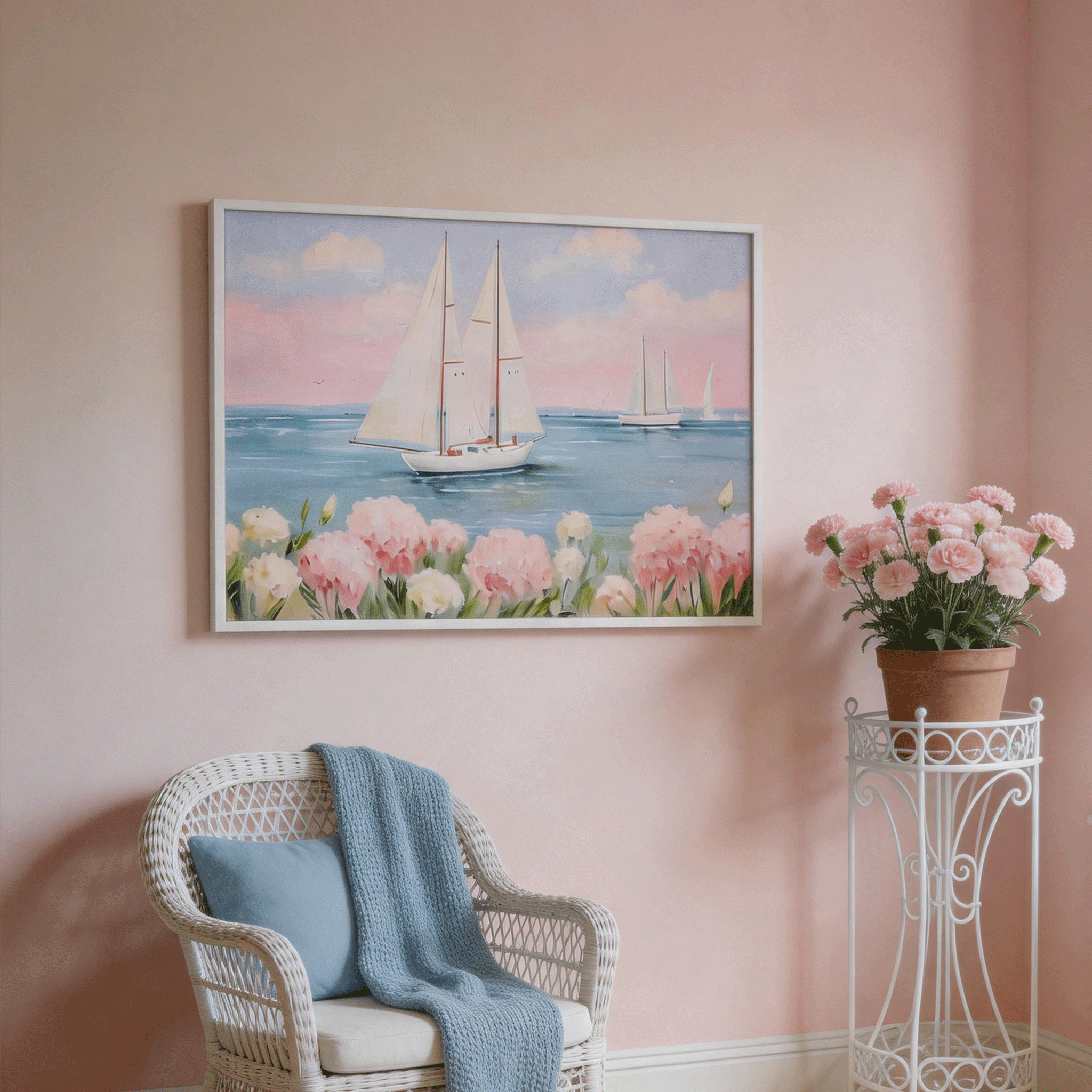 Pastel Sailboat Coastal Wall Art #BC025