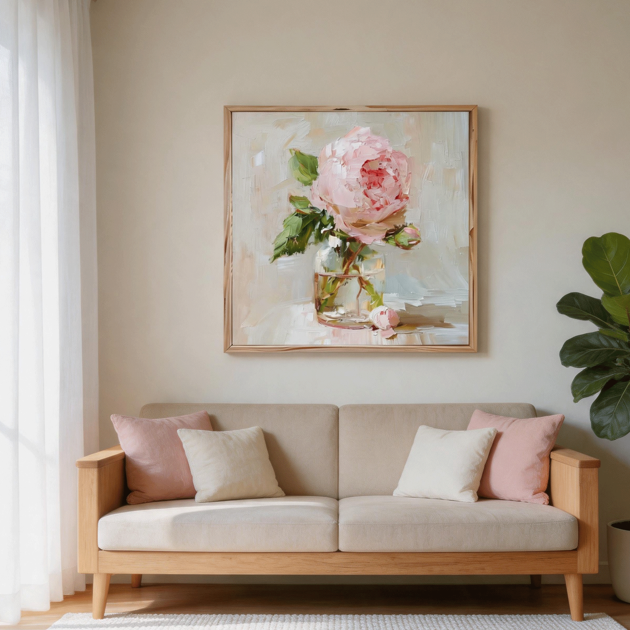Peony in Glass Vase Wall Art #FL040