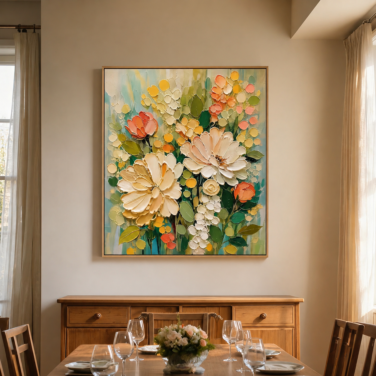 Cream Floral Bouquet Wall Art #FL039