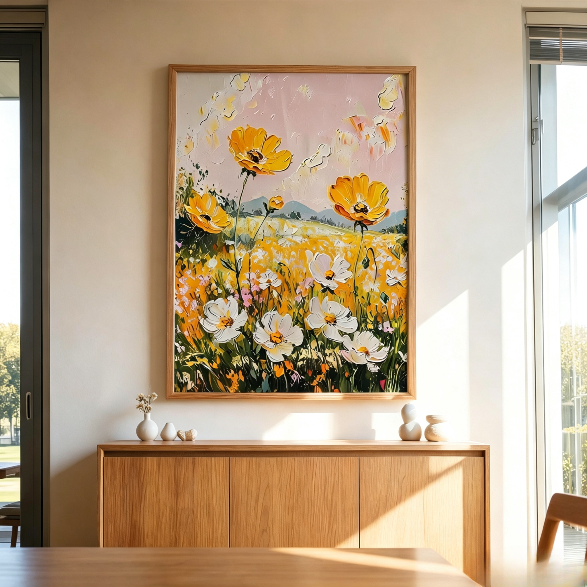 Golden Bloom Landscape Wall Art #FL043