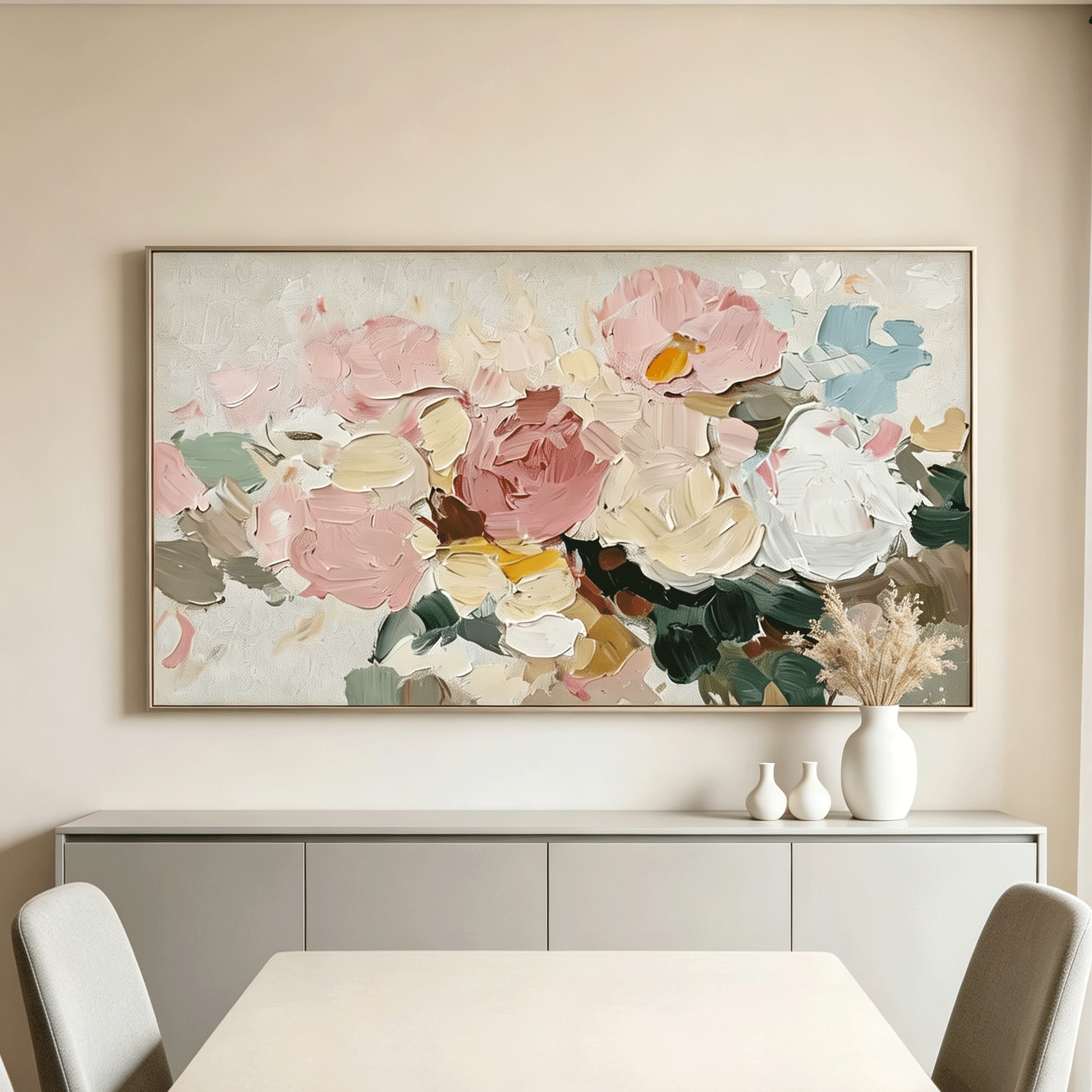 Textured Blush Floral Wall Art #FL076