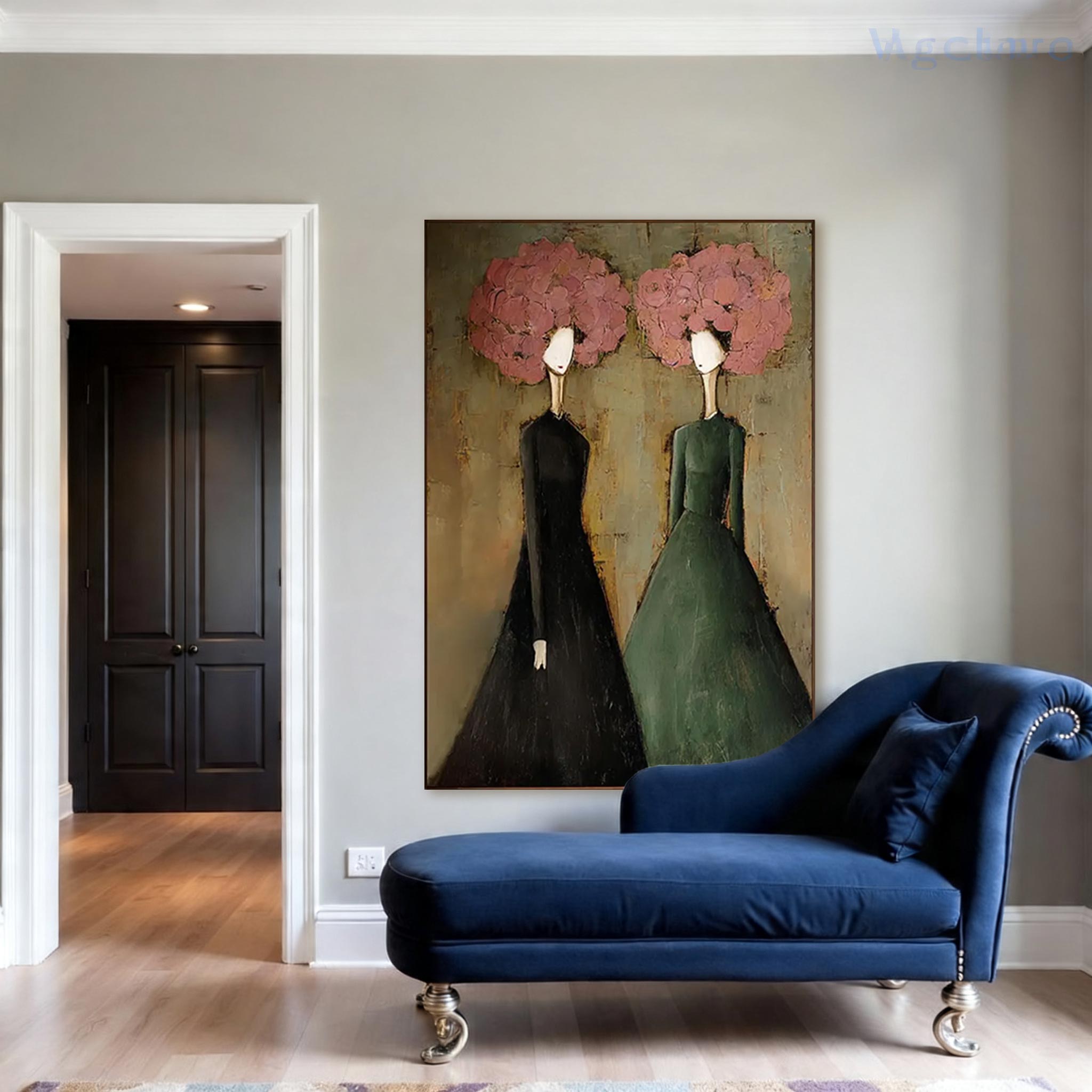 Abstract Women Wall Art – Modern Figurative Canvas Painting #CP027