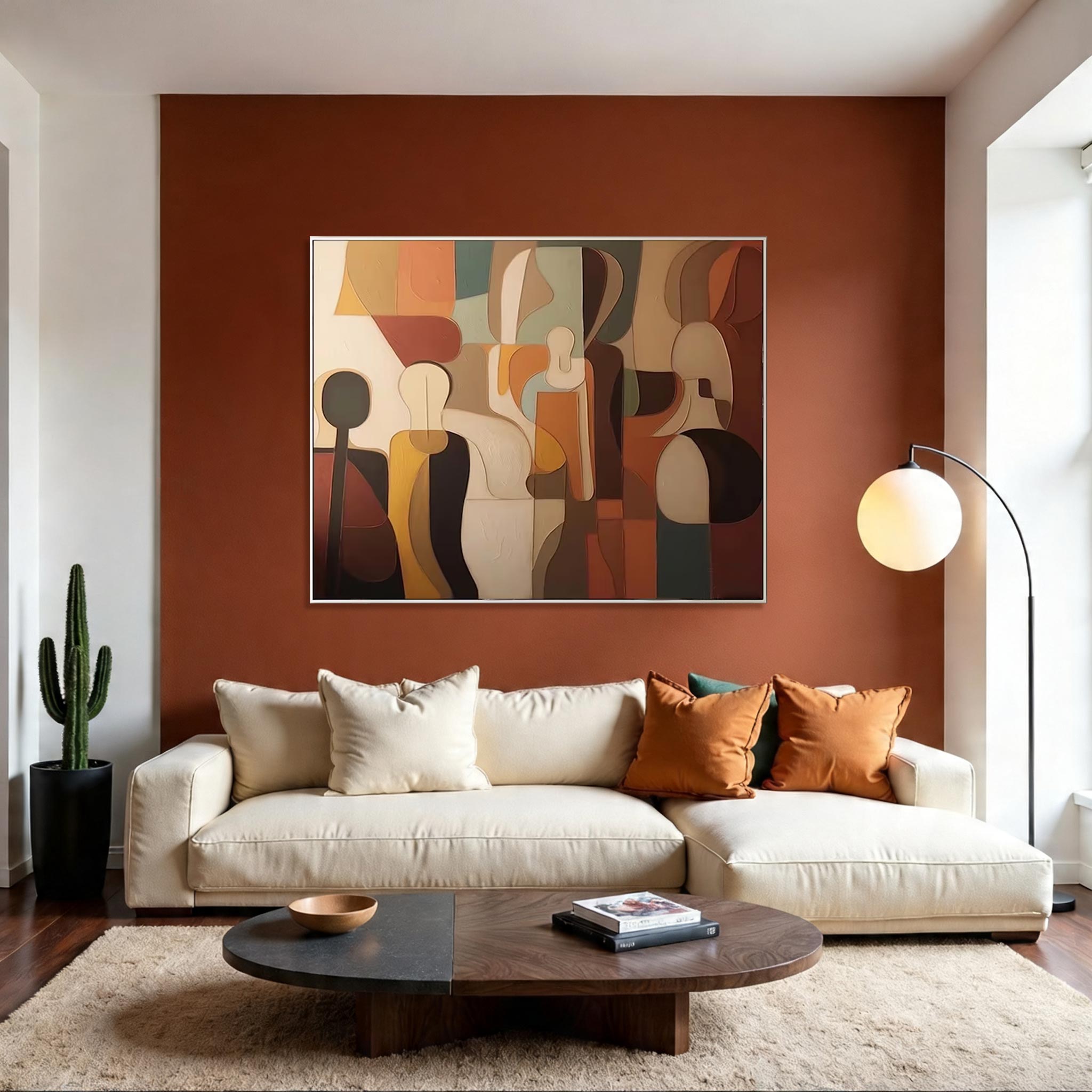 Abstract Figure Wall Art – Modern Geometric Canvas Painting #CP029
