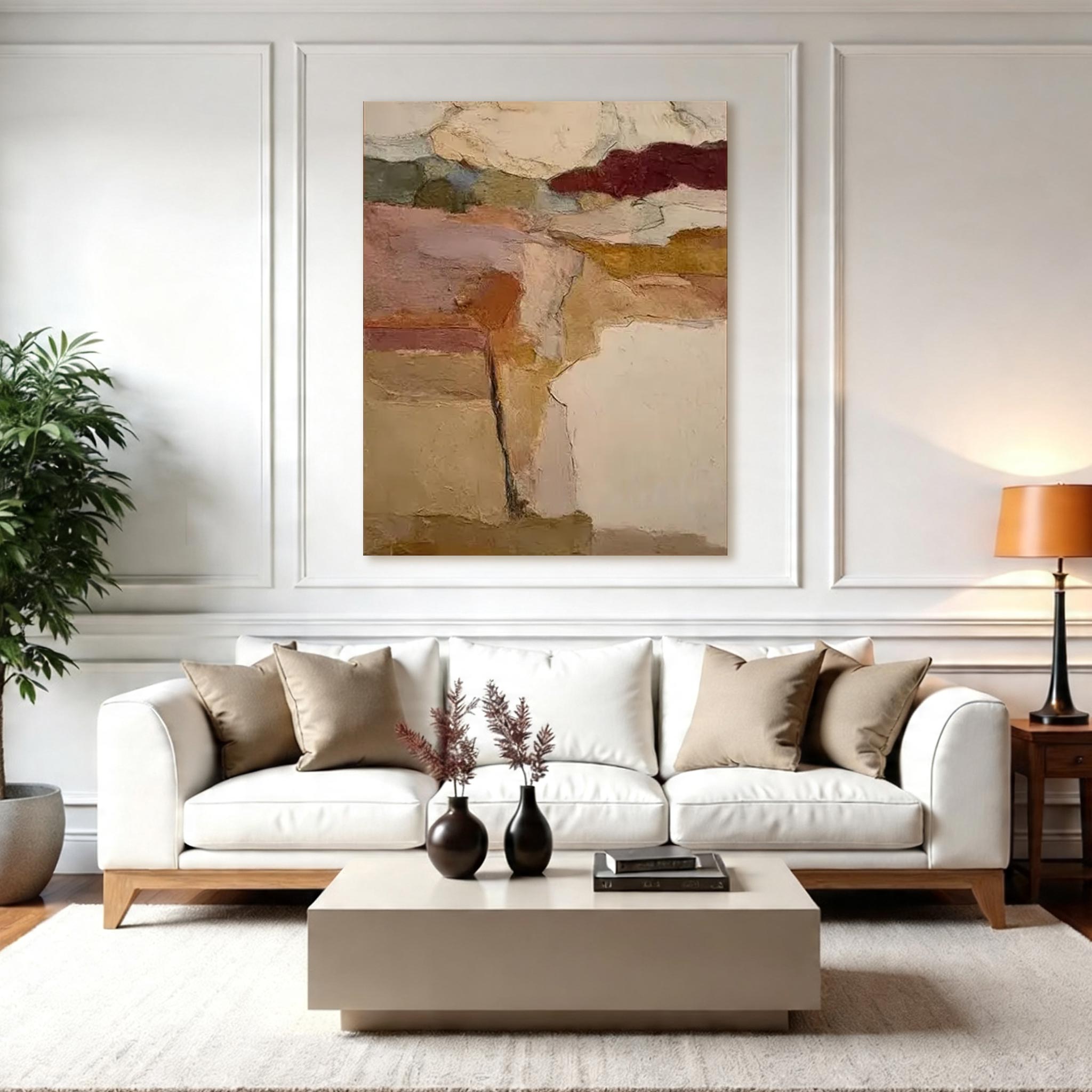 Large Abstract Textured Wall Art — Earth Tone Canvas Painting #CP031