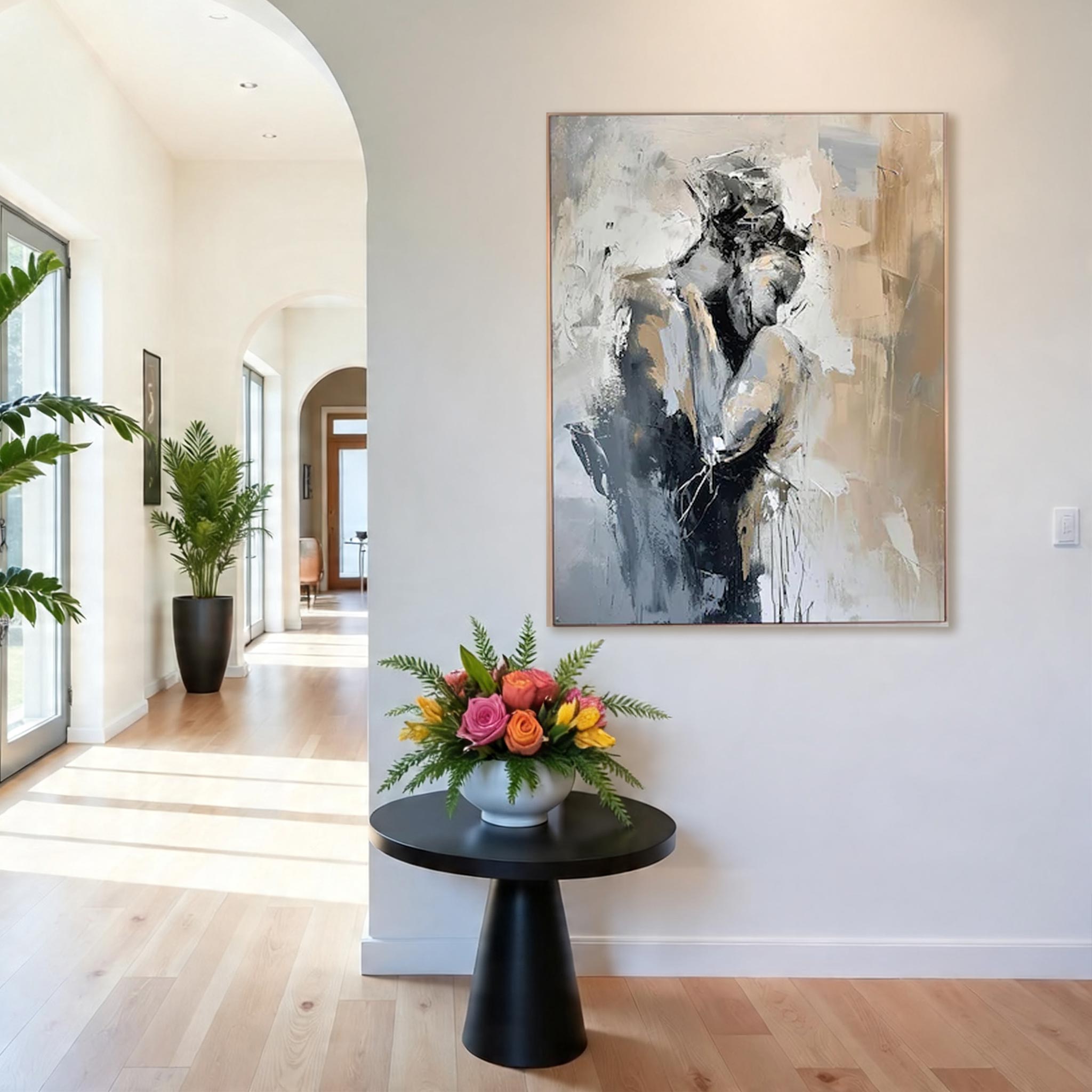 Abstract Woman Wall Art – Modern Neutral Canvas Painting #CP030