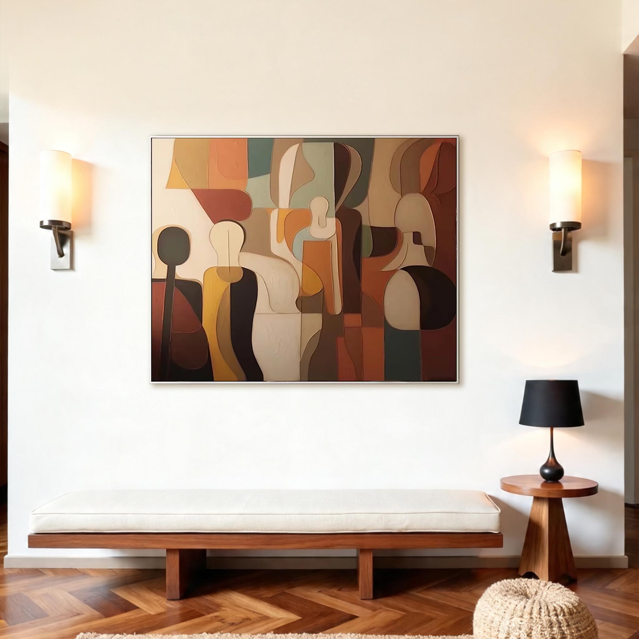 Abstract Figure Wall Art – Modern Geometric Canvas Painting #CP029