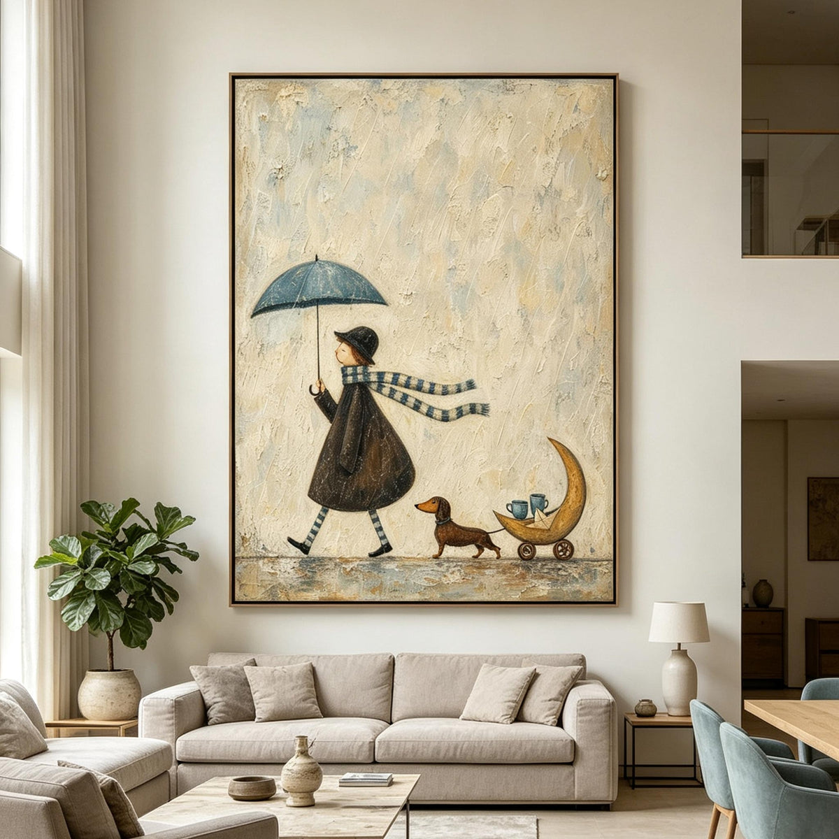 Moonlit Errand – Whimsical Storybook Figurative Painting #UP011