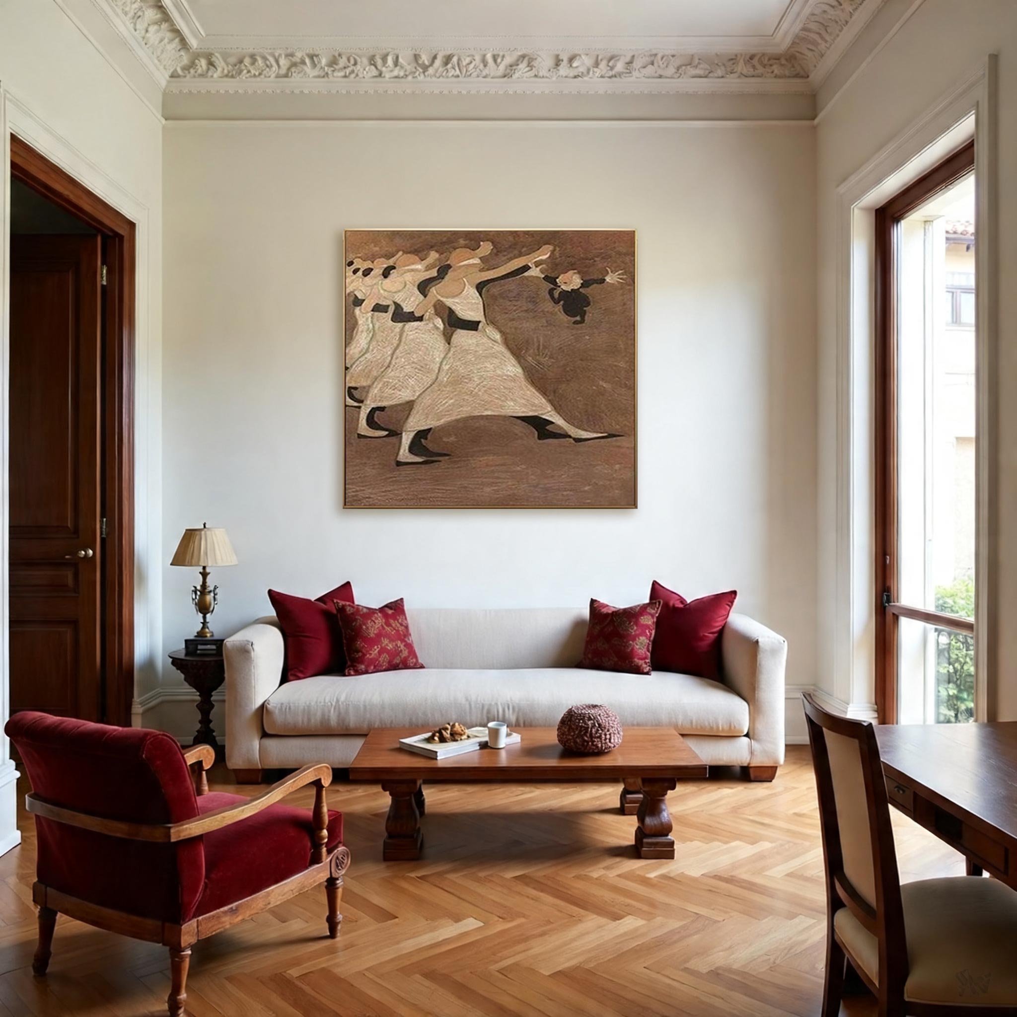 Abstract Dancers Wall Art – Modern Figurative Canvas Painting #CP028