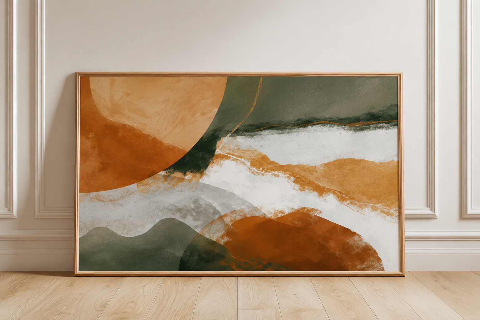 Terra Orbit — Abstract Terracotta & Olive Canvas Wall Art #AB026
