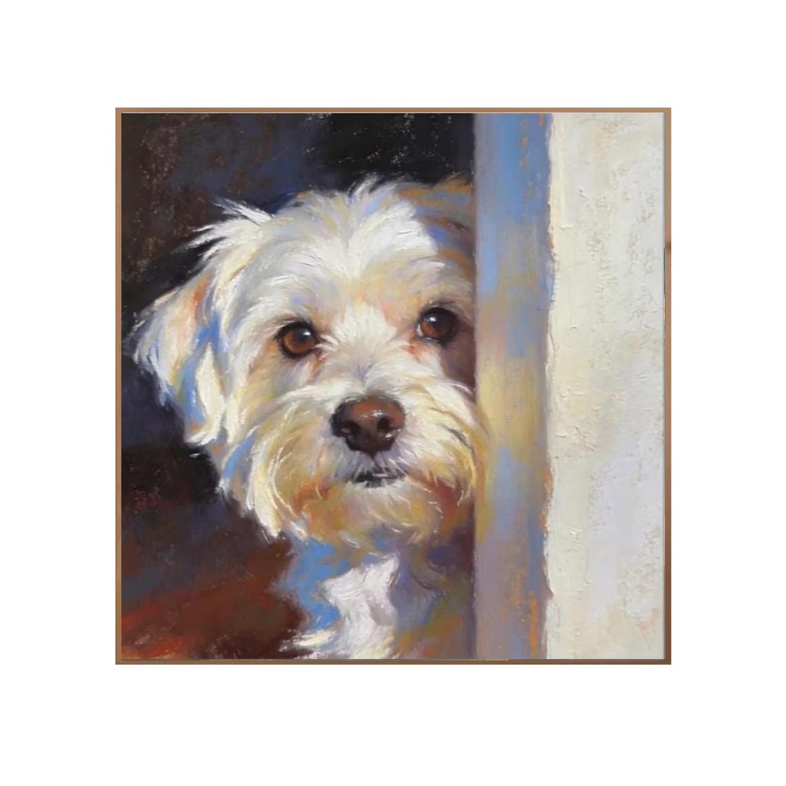 Peeking White Dog Wall Art #AN031