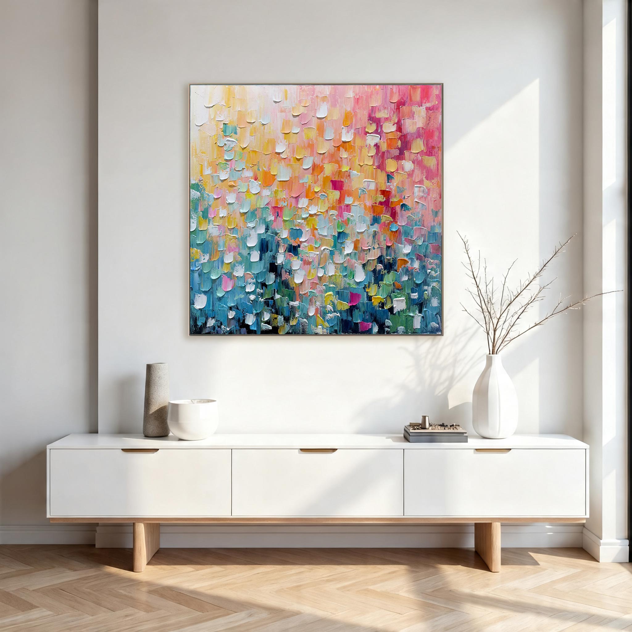 Large Colorful Confetti Abstract Canvas Painting #CP036