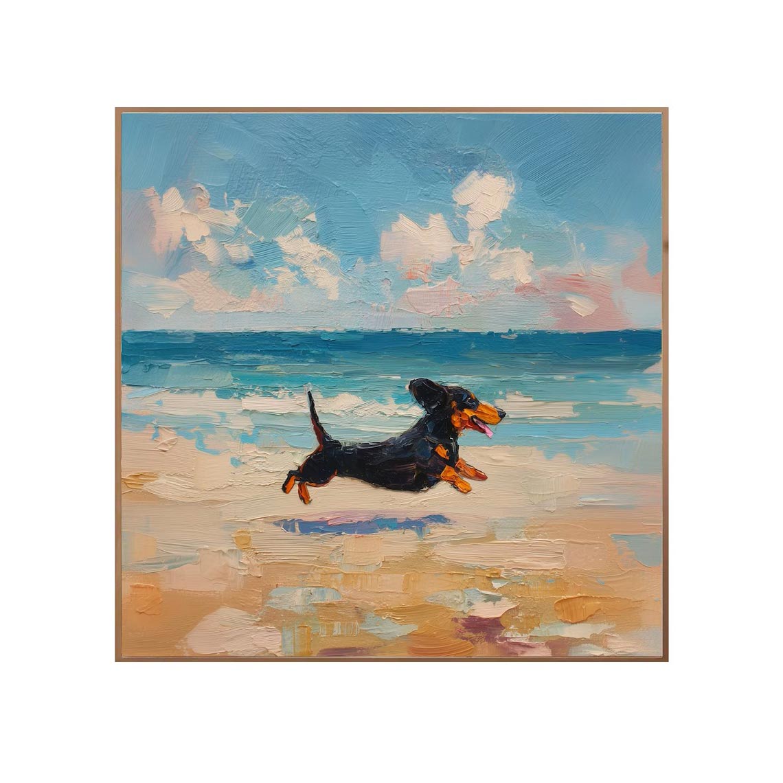 Dachshund Running on the Beach Wall Art #AN021