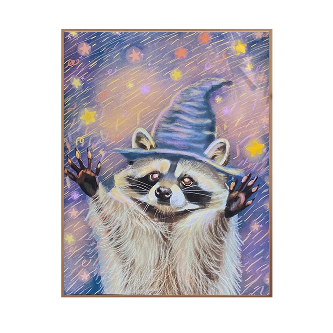 Whimsical Raccoon Wizard Wall Art #AN025