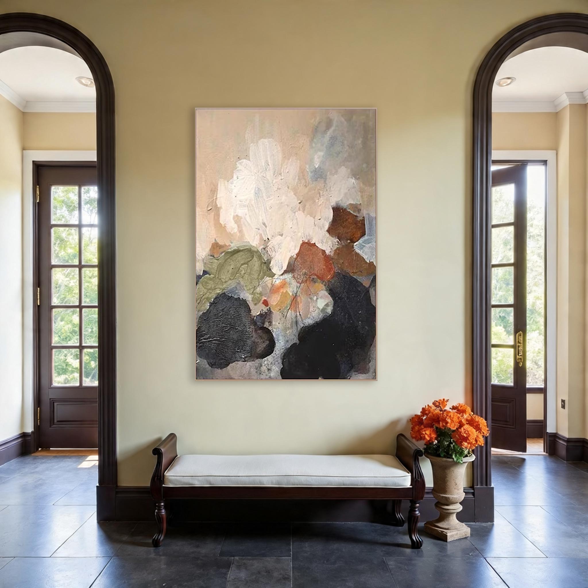 Soft Abstract Floral Wall Art – Neutral Modern Canvas Painting #CP024
