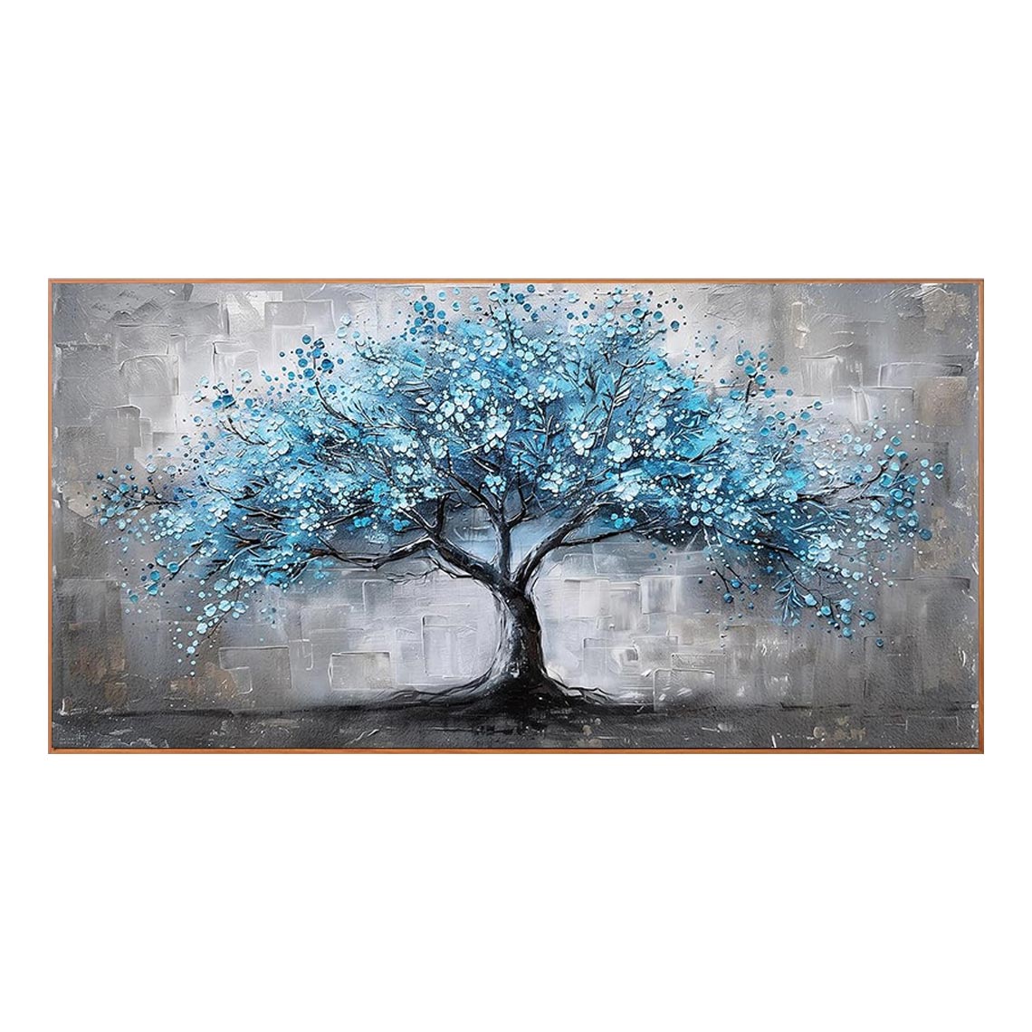 Blue Blossom Tree Textured Wall Art #LS081