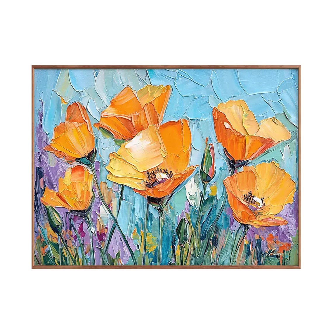 Orange Poppy Flower Wall Art #FL064