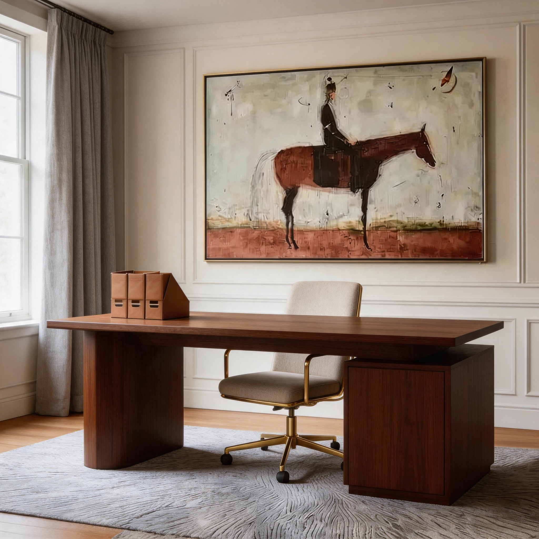The Quiet Ride — Abstract Equestrian Canvas Wall Art in Earthy Tones #HA027