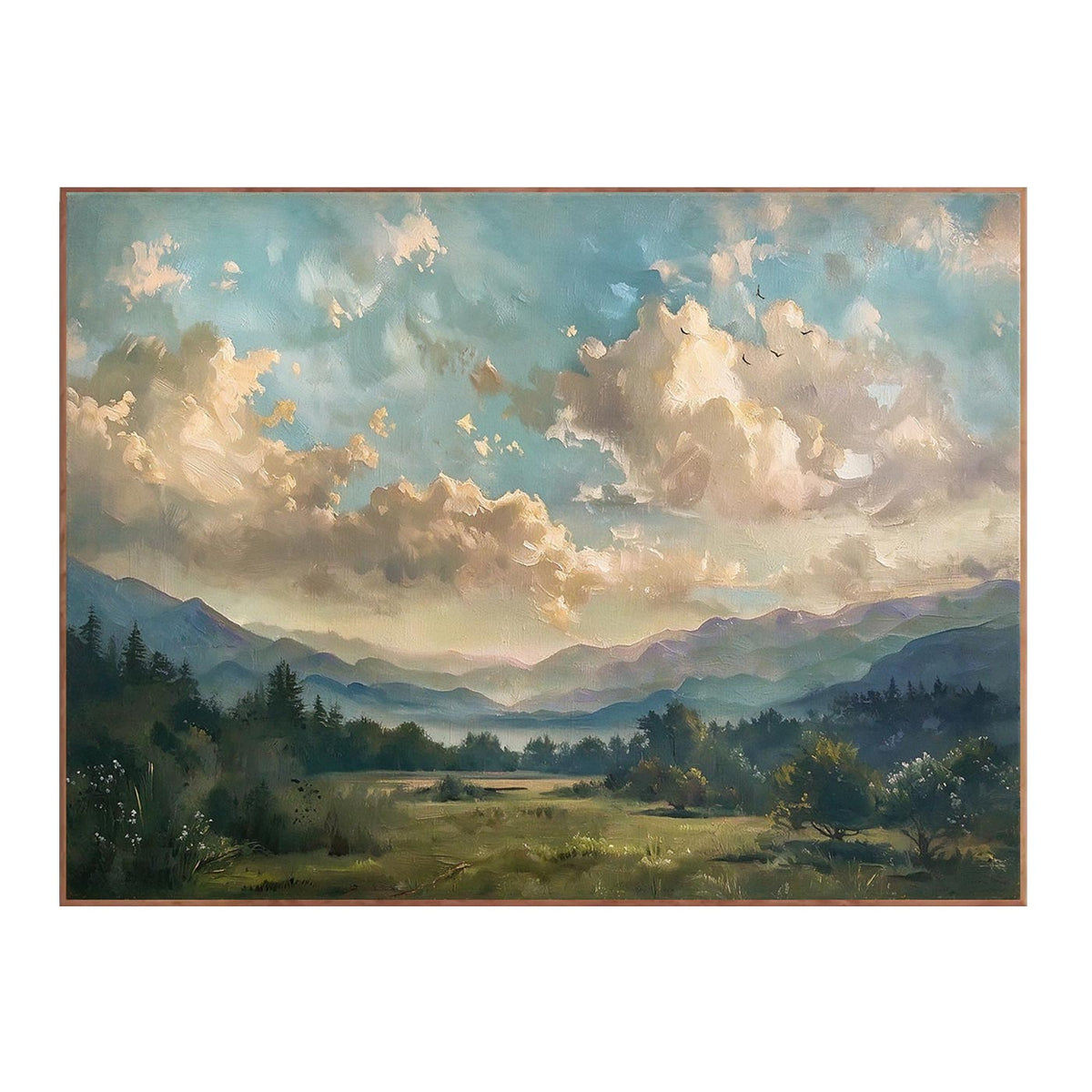 Golden Clouds Mountain Landscape Wall Art #LS086