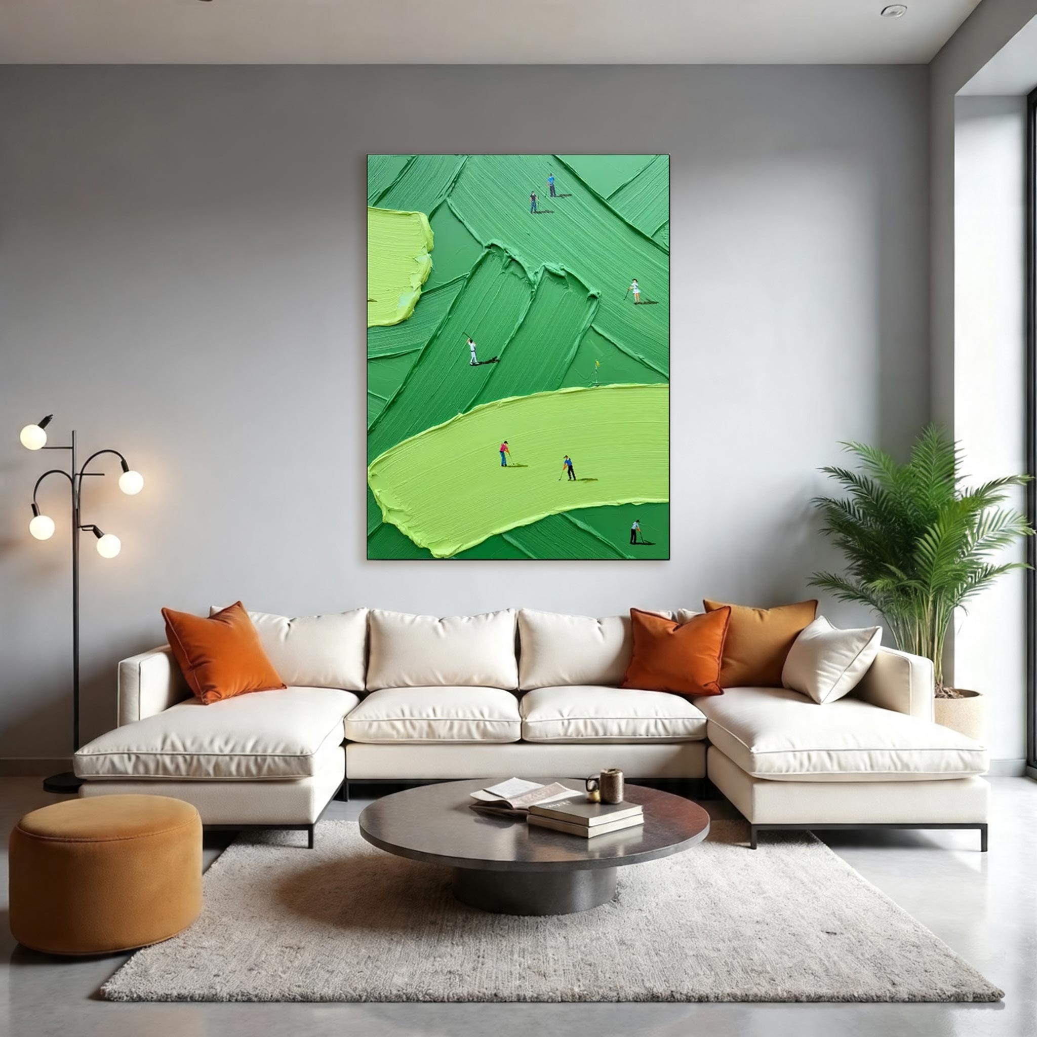 On the Green — Textured Golf Course Impasto Canvas Wall Art #PP006