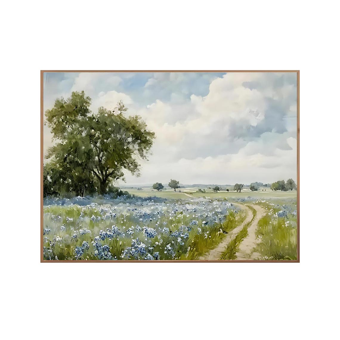 Blue Wildflower Meadow Landscape Wall Art #LS071