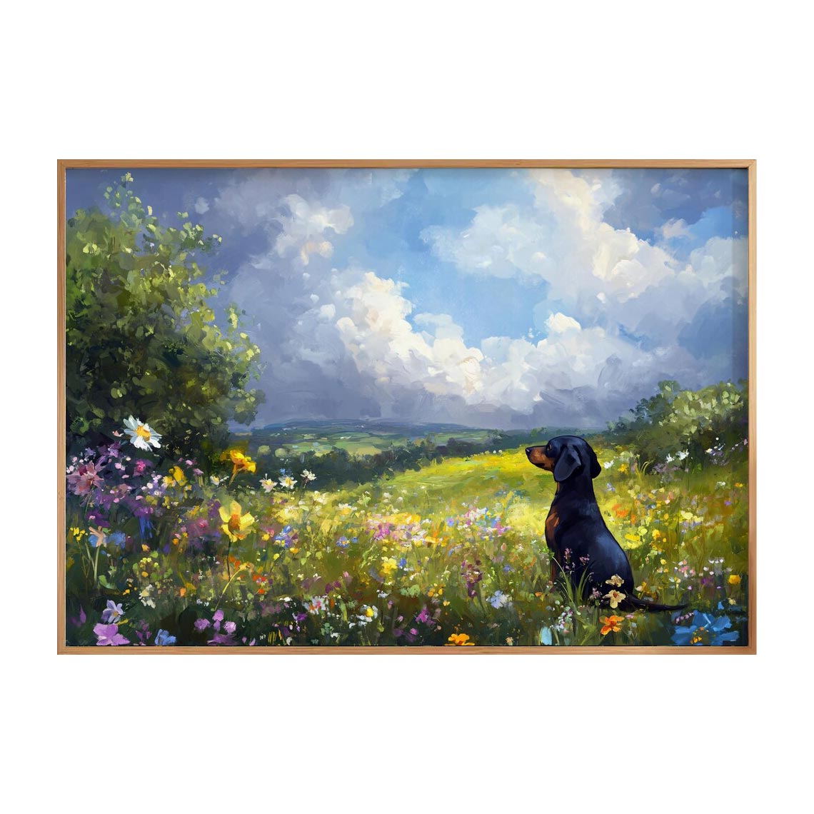 Dachshund in Wildflower Meadow Wall Art #AN004