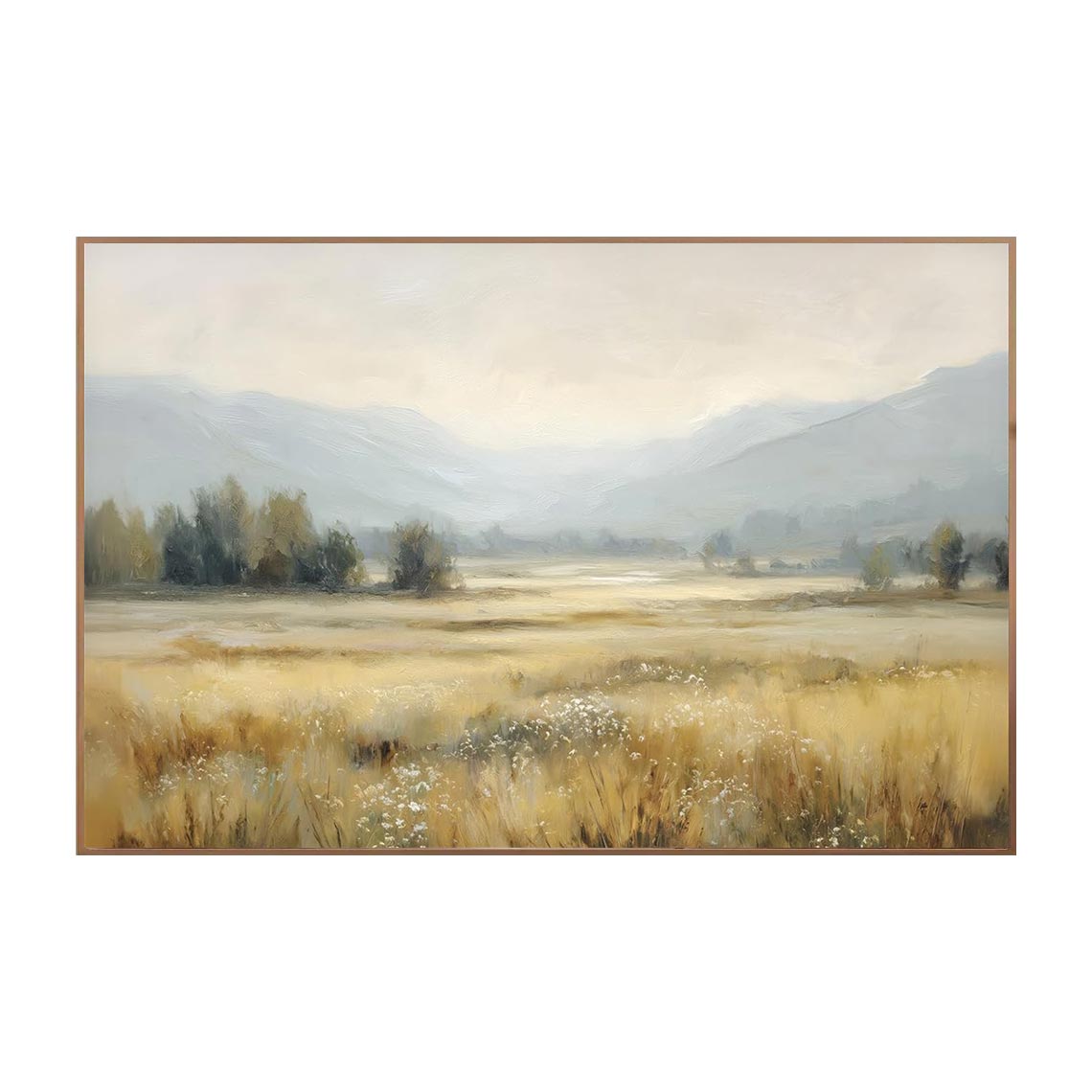 Misty Mountain Meadow Landscape Wall Art #LS073