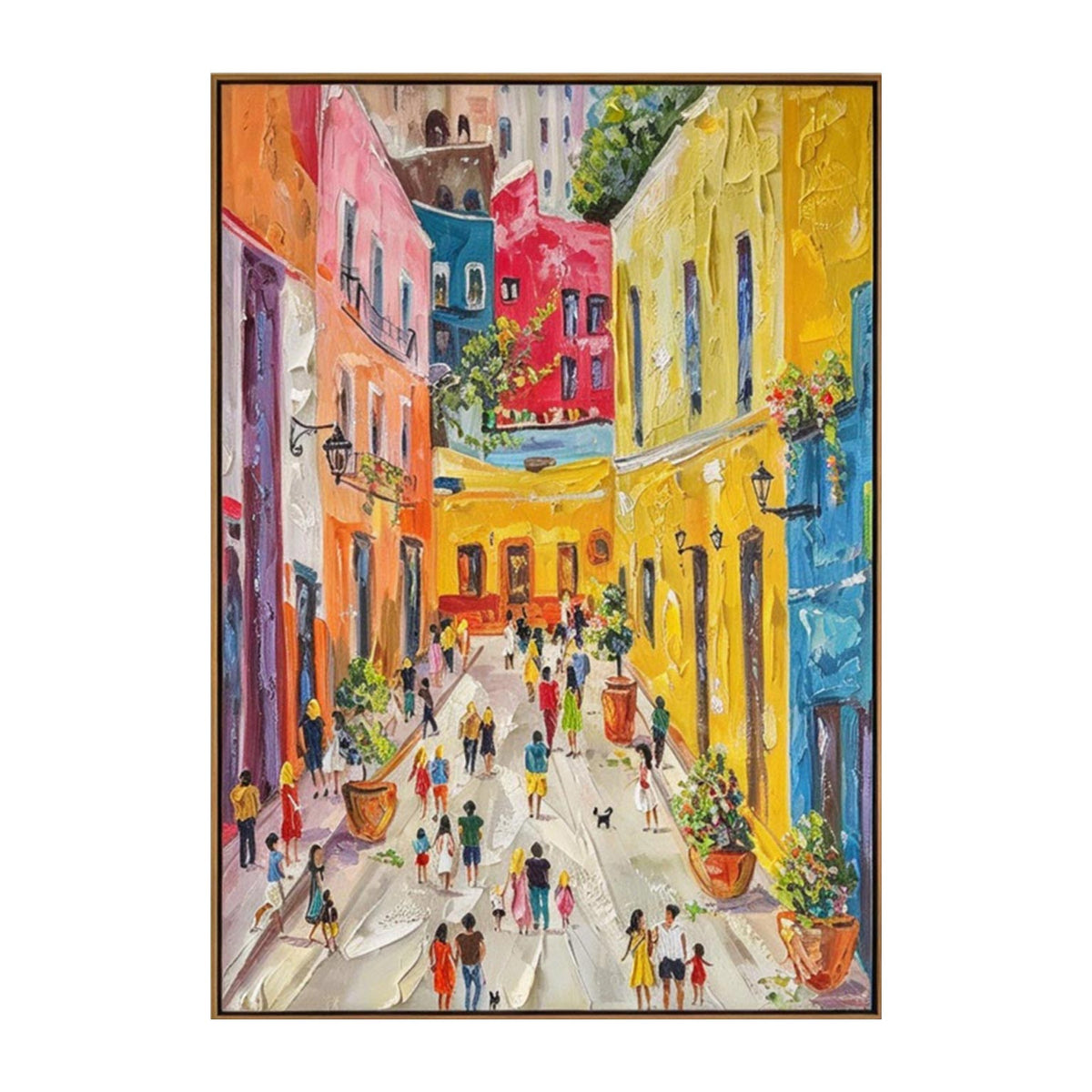 Colorful Street Scene Textured Oil Painting #CA012
