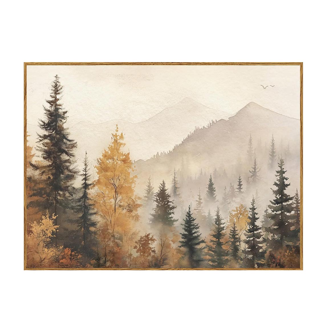 Misty Autumn Mountain Forest Wall Art #LS077