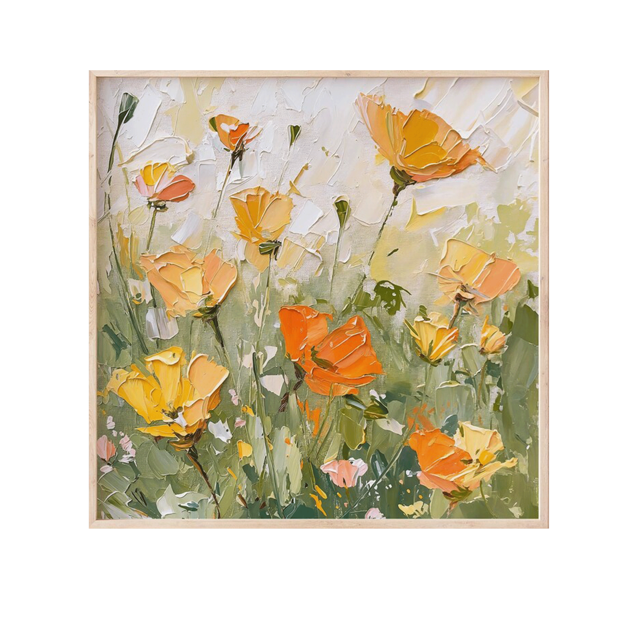 Orange Poppy Floral Wall Art #FL068