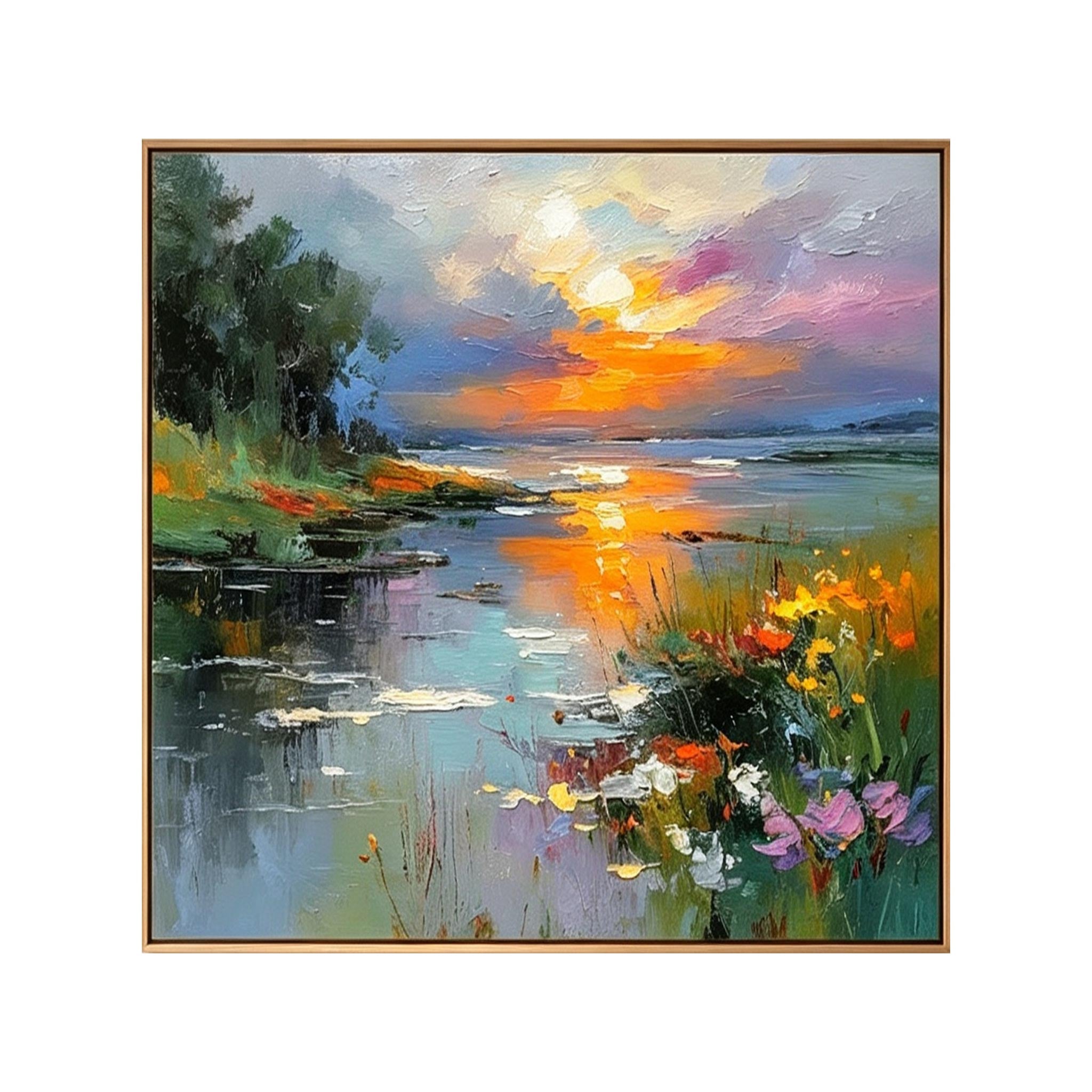 Sunset Lake Landscape Wall Art #LS009