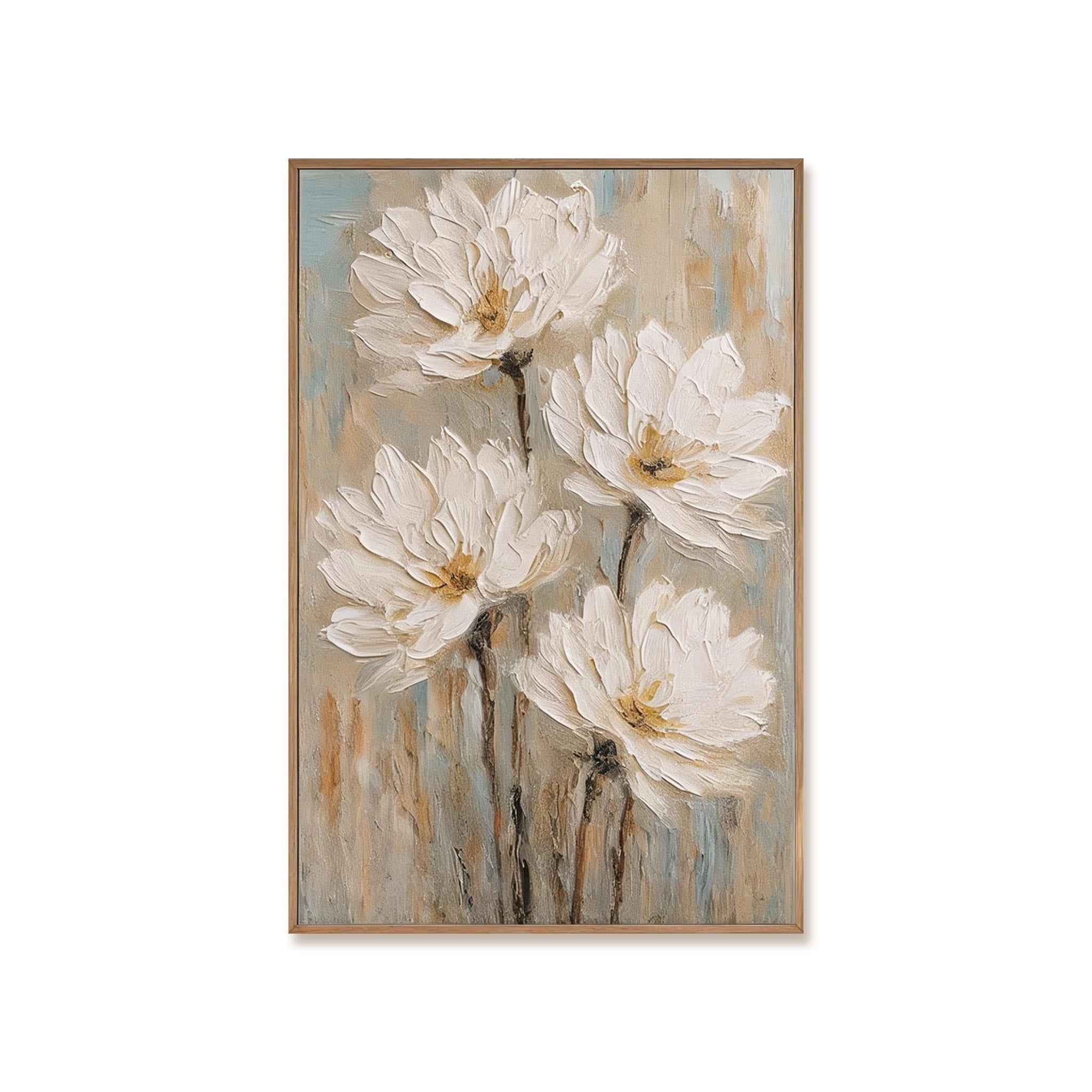 Neutral White Floral Wall Art #FL052