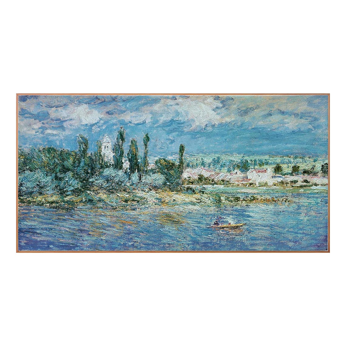 Impressionist Riverside Village Landscape Wall Art #LS068