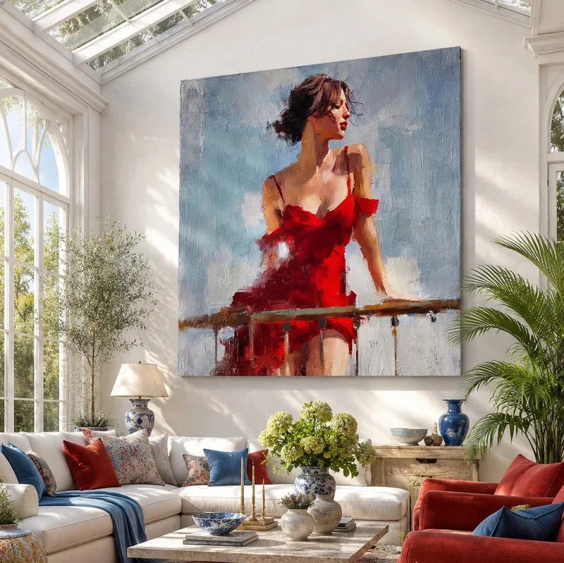 Woman in Red – Impressionist Figurative Portrait Painting #CP085