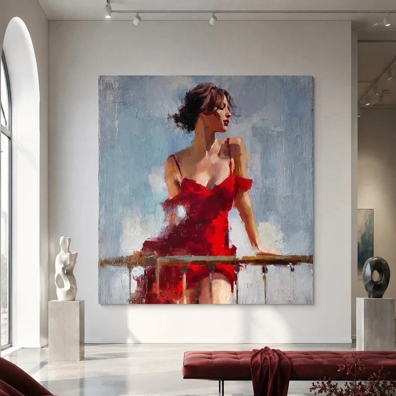 Woman in Red – Impressionist Figurative Portrait Painting #CP085