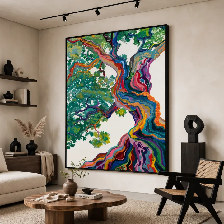 Rainbow Canopy – Vibrant Botanical Painting #CA016
