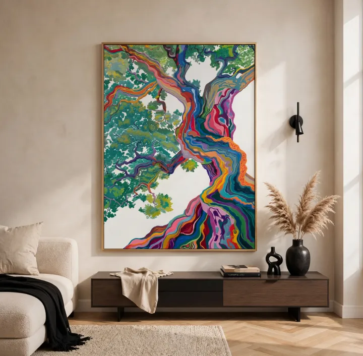 Rainbow Canopy – Vibrant Botanical Painting #CA016
