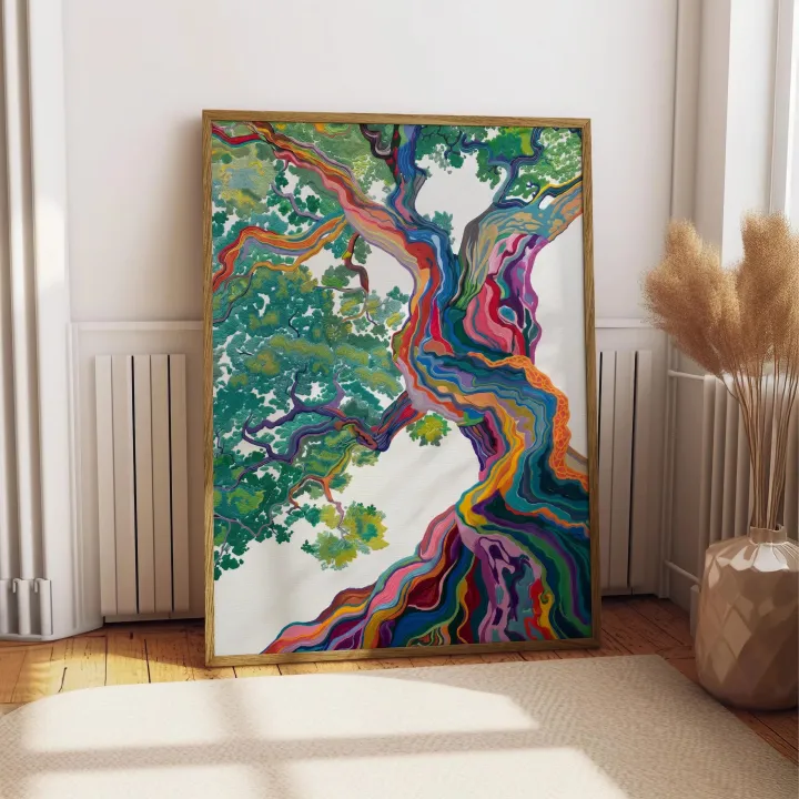 Rainbow Canopy – Vibrant Botanical Painting #CA016