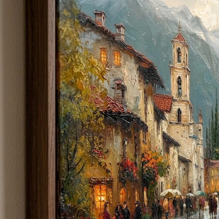 Twilight in Tuscany – Rainy Village Landscape Painting